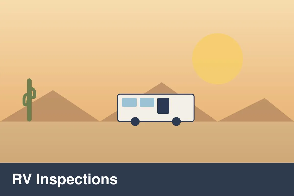 Technician performing a mobile RV inspection on a motorhome in the East Valley