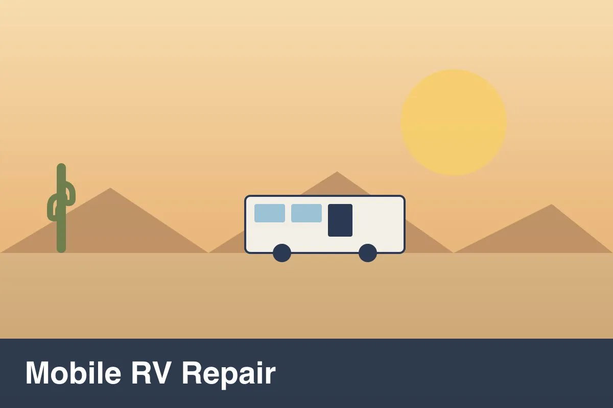 Mobile RV repair technician servicing a motorhome on-site in the East Valley