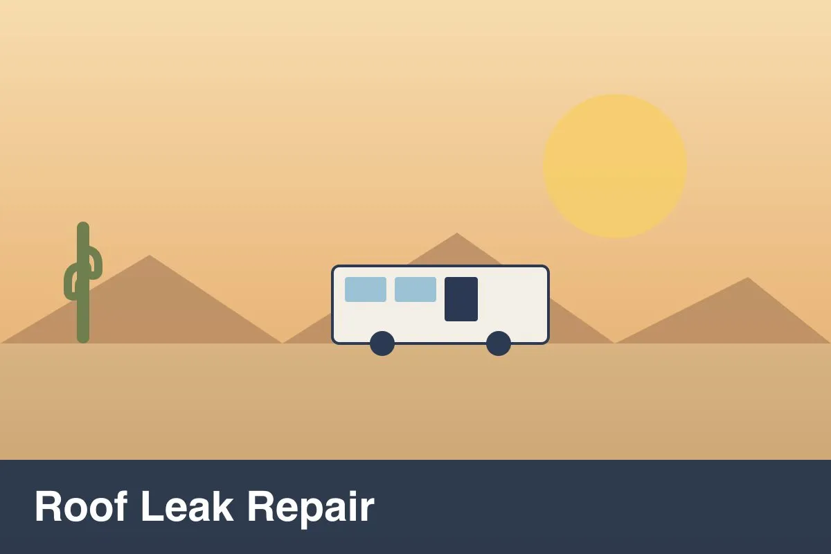 Cracked RV roof sealant being repaired and resealed during a mobile visit in the East Valley