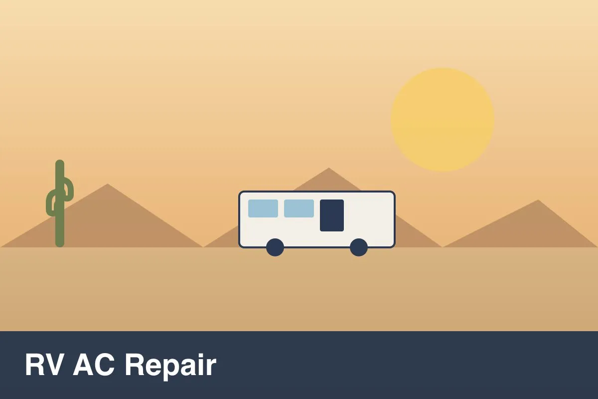Technician repairing a rooftop RV air conditioner during a mobile visit in the East Valley