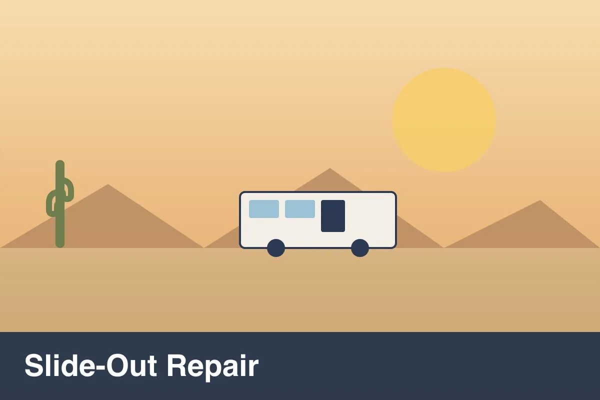 RV slide-out mechanism being repaired during a mobile visit in the East Valley